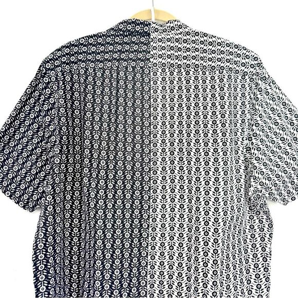 Ted Baker London Black White Floral Contrast Lightweight Short Sleeve Shirt - Picture 10 of 16